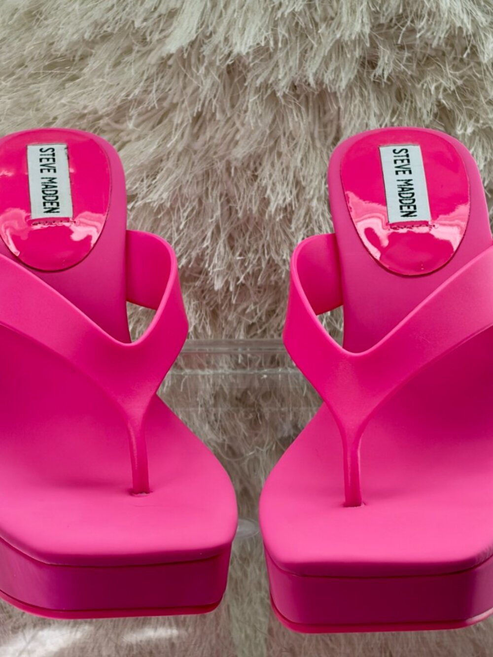 Share Steve Madden Platform Thong Wedge Sandals- Pink/Fushia Size 10 (Brand New)